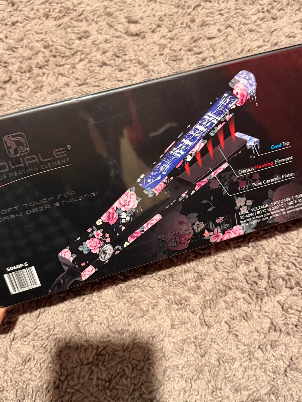 Pink Floral Ceramic Hair Straightener - Pink